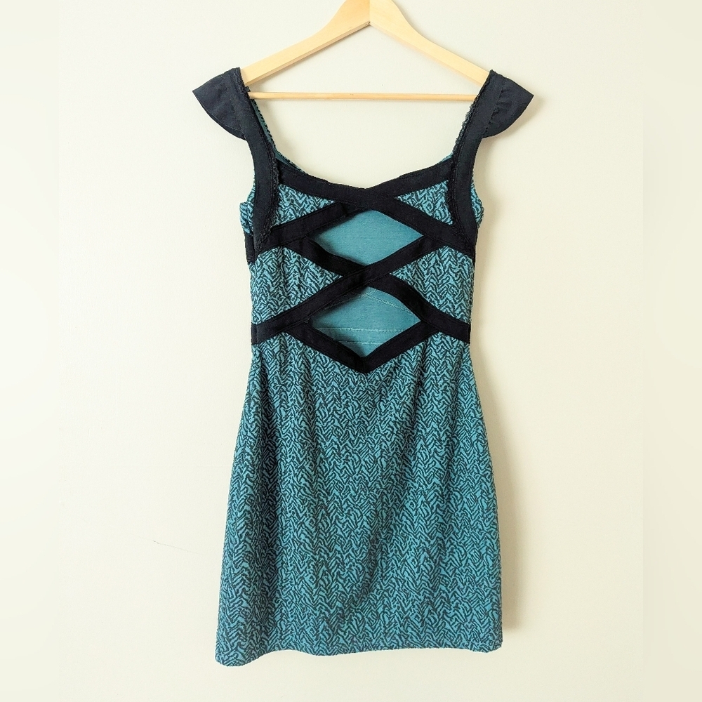 Free People Teal And Black Cutout Dress - Picture 4 of 5